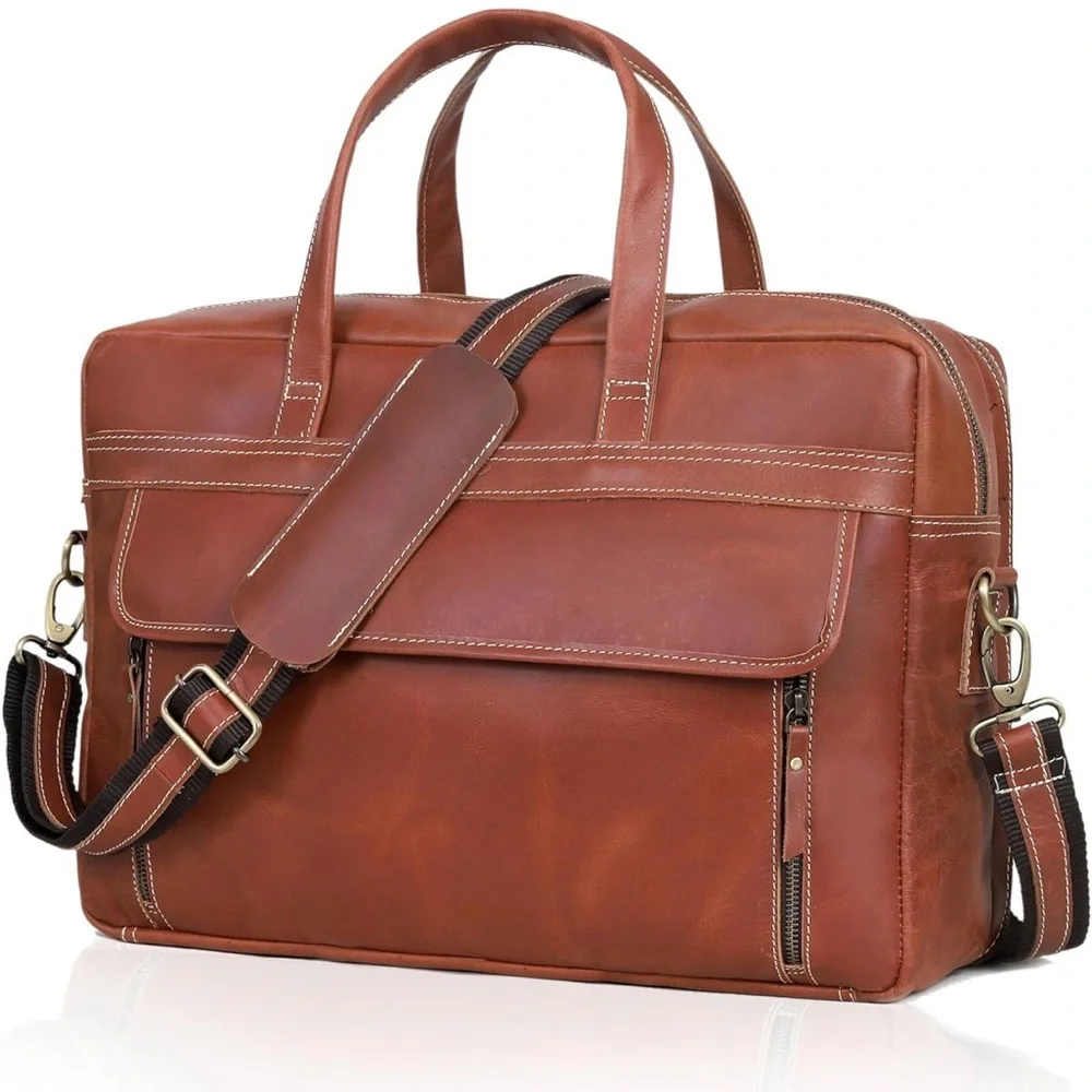 NWT HCL Briefcase Bag Full Grain Italian Leather,18
